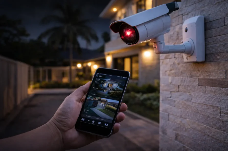 CCTV camera installed on a house for home security in Accra Ghana